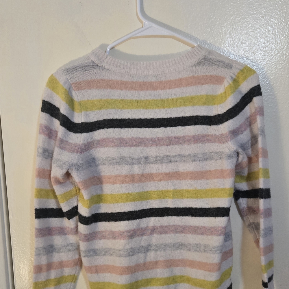 LOFT Women's Pastel Striped Crew Neck Sweater - Picture 2 of 3